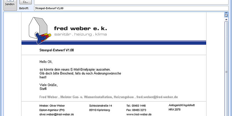 Screenshot HTML E-Mail Template Fred Weber e. K.