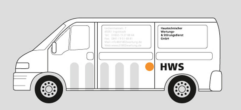 Geschäftsausstattung HWS GmbH, Fahrzeugbeschriftung