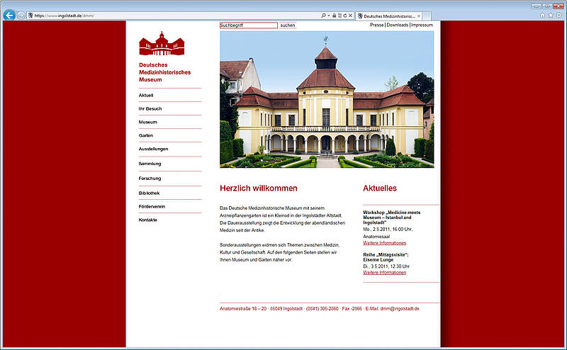 Screenshot Webauftritt DMM Ingolstadt, Startseite