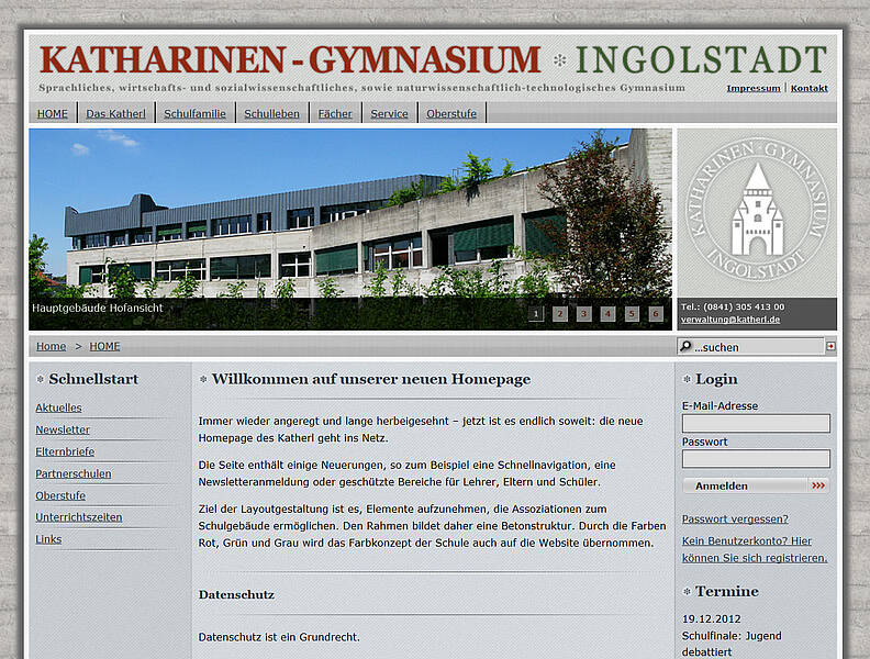 Screenshot Homepage Katharinen-Gymnasium
