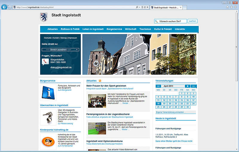 Webauftritt Ingolstadt Startseite