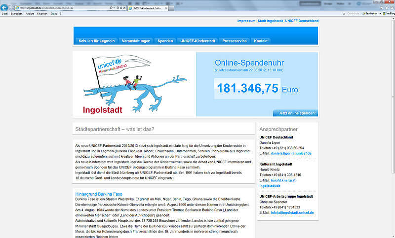 Projektinformation UNICEF-Kinderstadt 2012/2013
