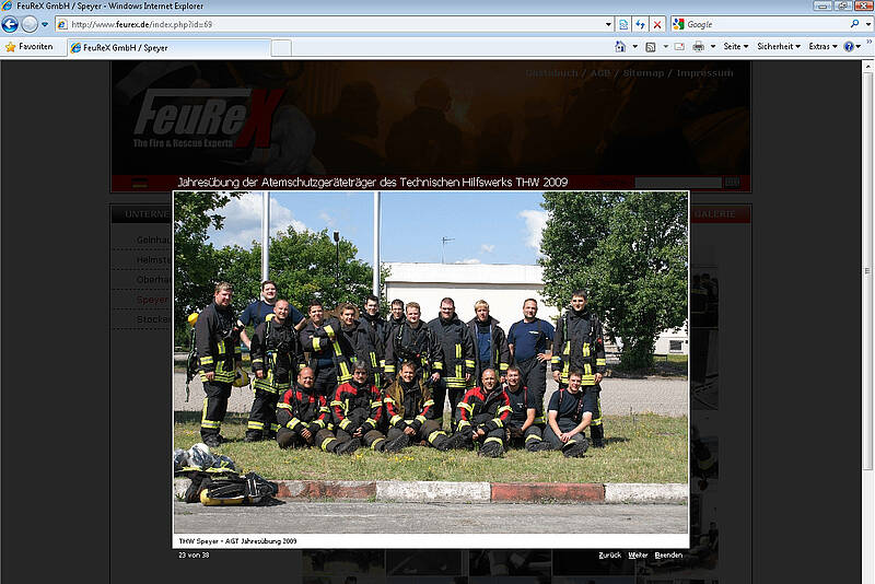 Screenshot des Webauftritts der FeuReX GmbH, Bildergalerie