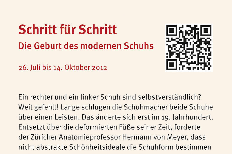 Deutsches Medizinhistorisches Museum, Einladungskarte „Schritt für Schritt – Die Geburt des modernen Schuhs“