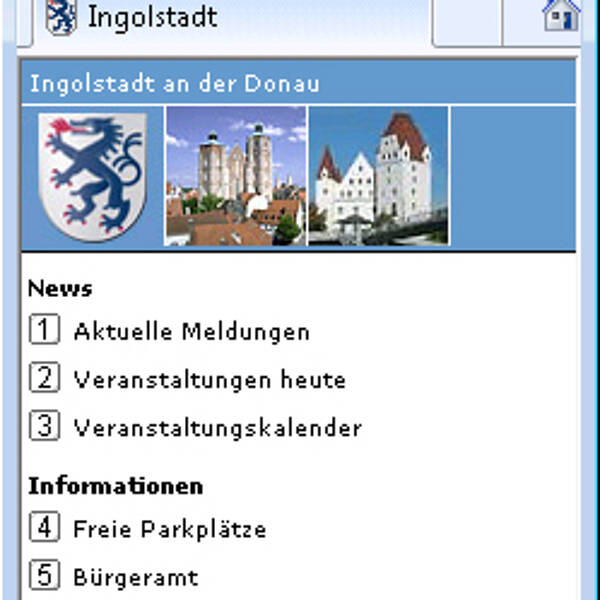 Homepage von ingolstadt.mobi, Browser-Darstellung