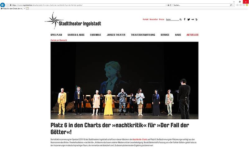 Screenshot Webauftritt Stadttheater Stückansicht