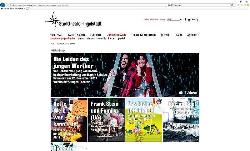 Screenshot Webauftritt Stadttheater Junges Theater
