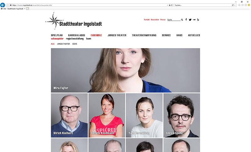 Screenshot Webauftritt Stadttheater Ensemble